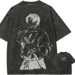 Yuta Okkotsu T-s&auml;rk Jujutsu Kaisen Katana T-s&auml;rk Vintage Pestud &Uuml;le suuruse Retro Anime Harajuku Meeste Streetwear Graafilised R&otilde;ivad M gray
