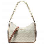 MICHAEL KORS Jet Set Travel Metalllogo Kontrastne Disain Kaetud L&otilde;uend Kunstnahast Crossbody &Otilde;lakott Suur Naiste Vanillivalge kuld