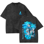 Anime BLEACH Grimmjow Jaegerjaques Graafiline T-s&auml;rk Meeste Naiste Pestud Puuvillased T-s&auml;rgid Vintage Vabaaja R&otilde;ivad Harajuku Meeste T-s&auml;rk L black