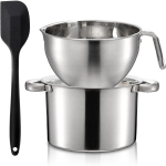 Kahekordse katla komplekt silikoonlabidaga, 2000ML/1.8QT &scaron;okolaadi sulatuspott 2800ML/2.54QT roostevabast terasest potiga, kommi sulatuspott 2-Pack gray