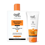 Chemist At Play'i Detan & Glow Duo | &Otilde;rn kooriv n&auml;opesuvahend 100 ml | AHA ja PHA-ga | &Otilde;rn kooriv kehapesuvahend 236 ml | Piim- ja salits&uuml;&uuml;lhappega orange