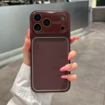 &uuml;mbris iPhone 17 16 15 14 13 Pro Max jaoks suur aken kaitse&uuml;mbris t&auml;ielik katvus p&otilde;rutuskindel s&otilde;rmej&auml;ljevastane kriimustuskindel iPhone17 Pro Max pruun