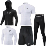 GYMSHARK meeste kiiresti kuivav elastne polos&auml;rkide komplekt - Hingav, tihedalt istuv treening- ja jooksu spordir&otilde;ivad p&auml;ikesekaitsega S white