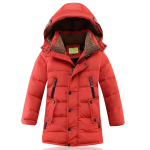 Poiste soe laste talvine pardisulgedest jope Laste laste mantel Paksenenud &uuml;ler&otilde;ivas Parka 120cm punane