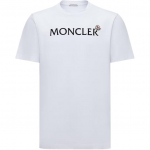 Moncler Flokeeritud Logo Puuvillane T-s&auml;rk Meeste Topid Valge K2-091-8C00036-8390T-001 XL