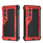 Kukkumisvastane metallkorpus Samsung Z Fold 8 Ultra 8 jaoks Magnetiline kate Sisseehitatud tugevad magnetid Alumiiniumist esiraam Peidetud tugijalg Case & Holder&Galaxy Z Fold 8 punane