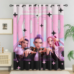 2 tk K-popi t&uuml;drukute kardinad Armas anime-idoli r&uuml;hm Blackout-kardinad Lilla veebigradiendi prindiga Aknakardinad teismeliste magamistoa kaunistuseks 84X84inch 213X213cm