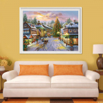 Teemantmosaiik teemanttikandid j&otilde;ulupuu ja lume tikitud ristpistega kodukaunistus 20X30CM
