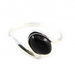 Bague Argent artisanal 'D&eacute;esse Noir de Jais' noir argent&eacute; (rhodi&eacute;) - 10x8 mm 52 must