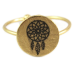 7bis [Q6225] - Bague artisanale 'Boho' dor&eacute; (dreamcatcher) - 11x11 mm kuld