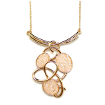 Les Tr&eacute;sors De Lily [Q8779] - Collier Cr&eacute;ateur 'Acapulco' beige dor&eacute; - 70x60 mm beež