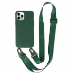Luksuslik vedel silikoon&uuml;mbris koos Crossbody kaelakee kaelarihmaga iPhone 16 15 14 Plus 13 12 11 Pro Max 13 12 Mini XR XS X 8 7 Plus SE 2020 jaoks iPhone 12 tumeroheline v&auml;rv