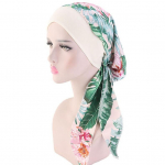 Naiste imitatsioon siidist turbanm&uuml;ts Moodne isikup&auml;rane elastne kootud lillemustriga m&uuml;ts Hijab peapael Juuste v&auml;ljalangemise peapael