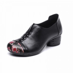 Pumps Naiste kingad Ehtsast nahast Retro vabaaja &uuml;mmarguse ninaga k&auml;sitsi valmistatud madalad naiste kingad 35 must