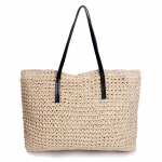 Naiste k&auml;sitsi valmistatud koek&auml;ekott Suure mahutavusega ranna &otilde;lakott suvine &otilde;lgkott 48cm*15cm*30cm beež