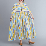 Naiste avar kleit Vintage lilledega prinditud taskud, poolvarrukad, suured p&uuml;hadeaegsed Boho vabaaja hommikumantlid One Size roheline