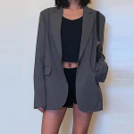 Moodne naiste hall &uuml;likond jakk S&uuml;gisene korea versioon, &uuml;ks n&ouml;&ouml;p Mood vanuse v&auml;hendamisega &uuml;li&otilde;pilaste temperamendiga naiste &uuml;likond M hall