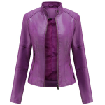 Naiste kunstnahast rattajope PU mootorratta vabaaja lukuga &otilde;huke mantel k&auml;rbitud v&otilde;idus&otilde;itja Moto pommitaja &uuml;ler&otilde;ivad suures suuruses S-4XL &uuml;lem&otilde;&otilde;duline mood uus L lilla