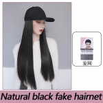 LUPU 18-tolline pikk s&uuml;nteetiline pesapallim&uuml;tsi juuste parukas Sirgete juustega parukas musta m&uuml;tsiga, must/pruun &uuml;he suurusega reguleeritav naistele 45CM nagu n&auml;idatud v&auml;rv