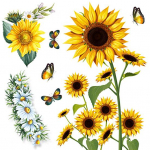 Veekindlad 2 tk seinakleebised isekleepuvad PVC seina lilleline p&auml;evalillekleebis Kergesti kooritav liblikakleebis Kodutarbed Sets