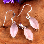 Morganiit, Roosa Kvarts H&otilde;bedane K&otilde;rvar&otilde;ngaste Ripatsite Komplekt, H&otilde;beehted, 925 Sterlingh&otilde;be K&auml;sitsi valmistatud Ehtekomplekt, Kingitus Talle roosa