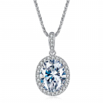 Bella Box valge ovaalse kujuga uhke isikup&auml;rastatud rangluukett lihtne kristallist kaelakee naistele pulmaehted