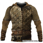 Kevads&uuml;gis Viking kapuutsiga dressipluusid Meeste kampsun 3D prindiga kapuuts Meeste mood Suured kapuutsid Topid Avatud vintage riided L