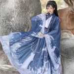 Hanfu kost&uuml;&uuml;m Hiina Wei ja Jin d&uuml;nastia stiilis kraega s&auml;rk + t&auml;isv&ouml;&ouml; kleidikomplekt paarikomplekt S mitmev&auml;rviline