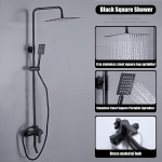 Du&scaron;ikomplekt 3 funktsiooniga must ruudu/&uuml;mmargune du&scaron;ipea Vannitoa roostevabast terasest seinaga du&scaron;isegisti, topelt Square