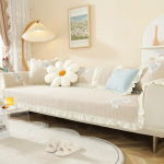 Nelja hooaja universaalne veniv diivani kate T&auml;iskattega pits v&ouml;&ouml;ri diivanir&auml;tik T&auml;iskattega pestud puuvillane pehme ja mugav diivanipadi 30*50 valge