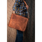 Vintage Ehtne Kitsenahast Pruun Meeste S&uuml;learvuti &Otilde;la Messenger Satchel Kott 11 x 15 x 5 in pruun