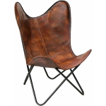 Vintage Buffalo nahast k&auml;sitsi valmistatud Butterfly Chair Sleeper Seat Kokkupandav tugitool 24 x 29.5 x 36 in