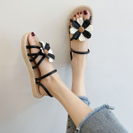 Naiste suvised rooma stiilis sandaalid ja sussid pealisriiete v&otilde;rk Kuulsuste Korea mood Ins Tide rannasussid 36 must