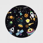 Multifilm Kosmoseplaneet Kosmoselaev Elutuba Magamistuba Rippkorv Tool Libisemiskindel &uuml;mmargune p&otilde;randamatt Laste m&auml;ng Libisemisvastane matt diameter 40cm