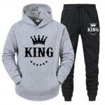 Meeste ja naiste &uuml;likonnad Paarid King Queen kapuutsiga komplekt Paari r&otilde;ivad King Queen p&uuml;kste komplektid S
