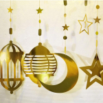 Eid Mubaraki kuldb&auml;nneri kaunistus Rippuva t&auml;hega Kuu rippuv kaunistus Ramadan Kareem Kodukaunistuseks Moslemi peotarbed HMM kuld