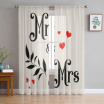 Retro Swan Love t&uuml;llkardinad Yst&auml;v&auml;np&auml;iv&auml; Elutoa Sisustus Sifonki L&auml;bipaistev Voile Kardinad K&ouml;&ouml;gi aknakatted 1 PCS W100XH250cm