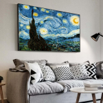 Van Goghi t&auml;he&ouml;&ouml; kuulsad kunstil&otilde;uendimaalid seinal plakatid ja tr&uuml;kised Impressionistlikud seinakunstipildid elutuppa 60*150cm