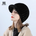 M&uuml;ts, naine, talv 2022, uus naaritsakarusnahast kootud keelek&uuml;bar Moodne termiline naaritsakarusnahast m&uuml;ts Mitmek&uuml;lgne karusnahast m&uuml;ts One Size (55-60CM）