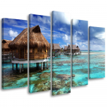 Viieosalise pildiga l&otilde;uendiprint Tropical Beach 100x70 sinine