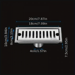 1 komplekt roostevabast terasest p&otilde;randa &auml;ravoolutoru du&scaron;iruum suure nihkega deodorandi &auml;ravoolukate Ristk&uuml;likukujuline pikk 3.94*7.87inch