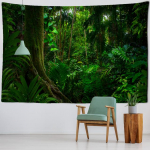 Ilus loodusmetsa tr&uuml;kitud suur seinavaip 230x180cm