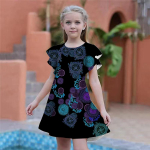 T&uuml;drukute s&auml;ravate mardikate mustriga kleidid Lastele m&otilde;eldud t&uuml;drukute peokleit avara liibumisega avaralt liibuv l&uuml;hikeste varrukatega seelik &uuml;le nelja-aastastele t&uuml;drukutele 80 sinine