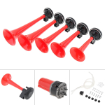 125db 12V 5 h&otilde;be/must/punane dixie auto trompeti sarved DIXIE muusikaline &otilde;husarv Dukes of Hazzard General Lee autoveokile Red Trumpet red