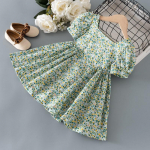 Suvised t&uuml;drukud lillelised kleidid armsad lasterohelised l&uuml;hikeste varrukatega kleidid lastele puuvillased v&auml;ikelapsed beebiriided 80 roheline