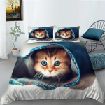 Kassiteemaline voodipesukomplekt Armas lemmikloomamuster Udusuletekk ja padjap&uuml;&uuml;r 2/3 t&uuml;kki Mikrokiudkangast Pestav ja kiiresti kuivav Kodu kaunistus Baby 100x135cm gray
