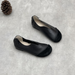 Johnature Retro ehtsast nahast naiste pehme tallaga jalatsid K&auml;sitsi valmistatud vabaaja madalad &uuml;mmargused jalavarbad. 37 must