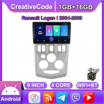 Androidi autoraadio Renault Logan 1 2004-2009 auto multimeediumipleier GPS-i navigeerimispeakomplekt WIFI 1+16 GB