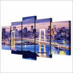 L&otilde;uendimaali raamistik Kodukaunistused Modulaarne seinakunst 5 t&uuml;kki Rainbow Bridge Tokyo Night Painting Pictures Elutoa plakatid Ilma raamita 20x35cm*2 20x45cm*2 20x55cm*1