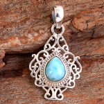 Larimar Kuukivi h&otilde;bedane v&otilde;luripats 100% 925 Sterling h&otilde;be k&auml;sitsi valmistatud naiste ehted sinine